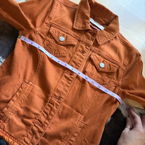 ANTHROPOLOGIE PILCRO Denim Trucker Jacket Burnt Orange Size XS - Picture 7 of 8